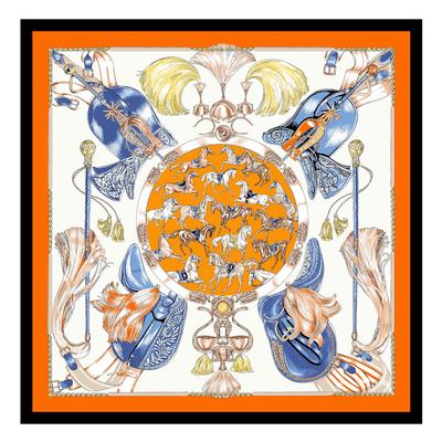 POBING Silk Scarf Women Large Shawls Spain Horse Square Scarves Wraps Bandana Luxury Kerchief Hijab Scarf Female Foulards 130CM