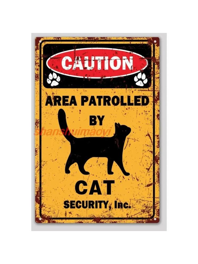 

Area Patrolled By Cat Metal Wall Sculpture|Tin Material,Halloween&Christmas Gift,Cat Lover Home Decor 20x30cm（7.8x11.8inch）