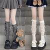 Pure and Elegant White Women's Bow-tied Calf Socks, Ballet Style, Piled-up Socks, Women's Spring and Summer Light School Style