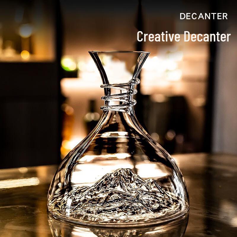 Luxus Rotwein-Dekanter mit gedrehtem Draht & Kristallglas-Karaffe Set Iceberg Twisted Wire Decanter 1800ml brown