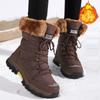 Women's Mid-Calf Boots Northern Winter Boots with Fleece Lining and Thick Sole for Warmth