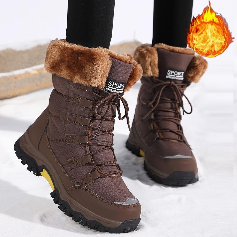 Women's Mid-Calf Boots Northern Winter Boots with Fleece Lining and Thick Sole for Warmth