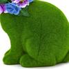 Bunny Statue 3D Green Resin Holiday Supplies Wearing A Floral Wreath Outdoor Easter Bunny For Yard Garden Lawn Porch Door Front