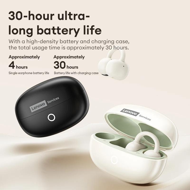 Original Lenovo RS108 Open Ear Bluetooth 6.0 Headset Clip On Wireless Earphones HiFi In-Ear Earbuds ENC Noise Canceling Headphones 30H Playtime