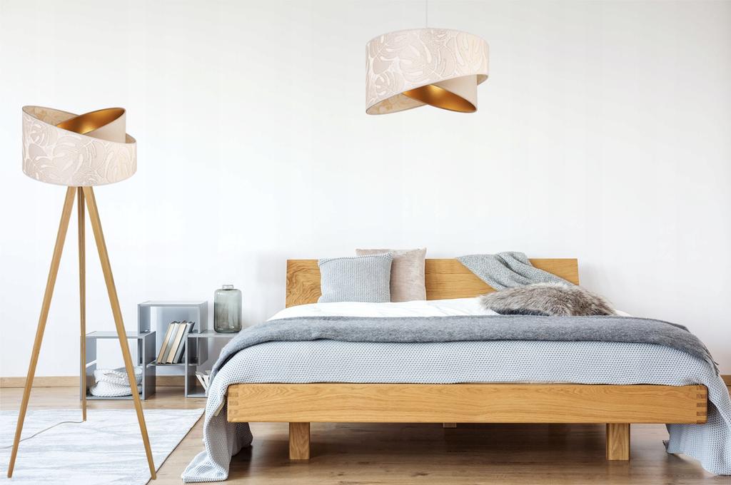 Floor Lamp Standing Tripod Wooden Lampshade Pattern