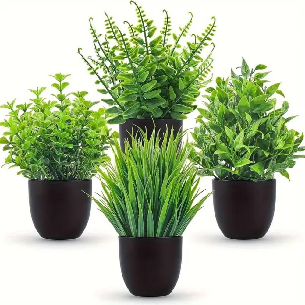 Decorative 4pcs Artificial Plants with Pots for Indoor and Outdoor Use