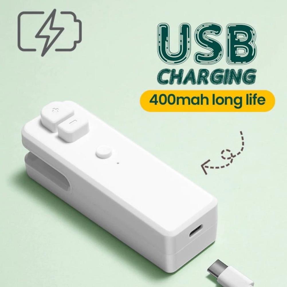 Mini Beutelversiegler Wiederaufladbarer Heißversiegler Lebensmittelbeutelversiegler zur Lebensmittellagerung Tragbarer 2-in-1 Versiegler und Cutter für Kunststoff