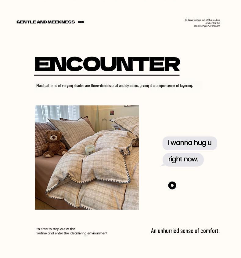 Gebürstetes Verdicktes Baumwoll-Bettwäsche-Set - Herbst & Winter Bettbezug, Laken für Wohnheime