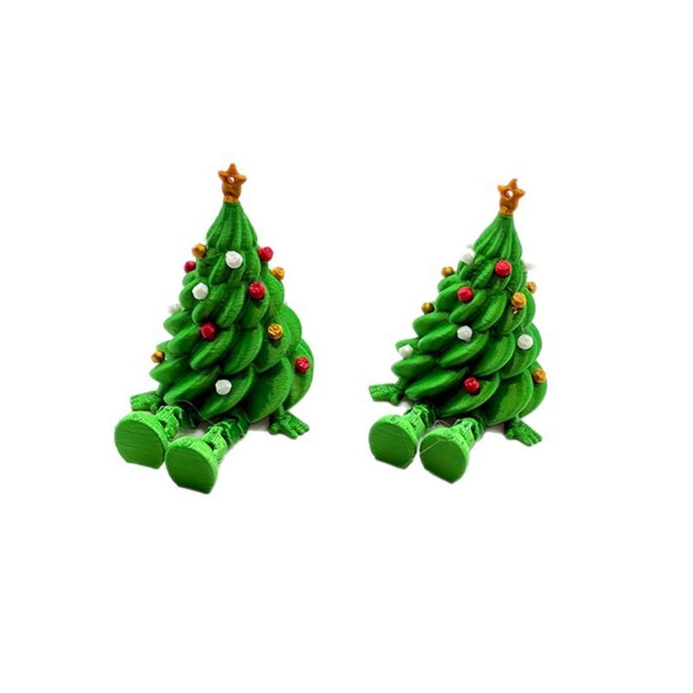 Green 3D Printed Christmas Tree Colorful Christmas Tree Model Articulated Tabletop Decor  Office