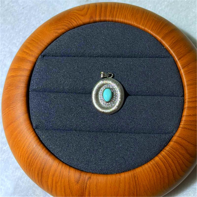 S925 Sterling Silver Turquoise Pendant - Brushed, Fashionable, Versatile, High-End Influencer Style with 0-Word Chain Accessory