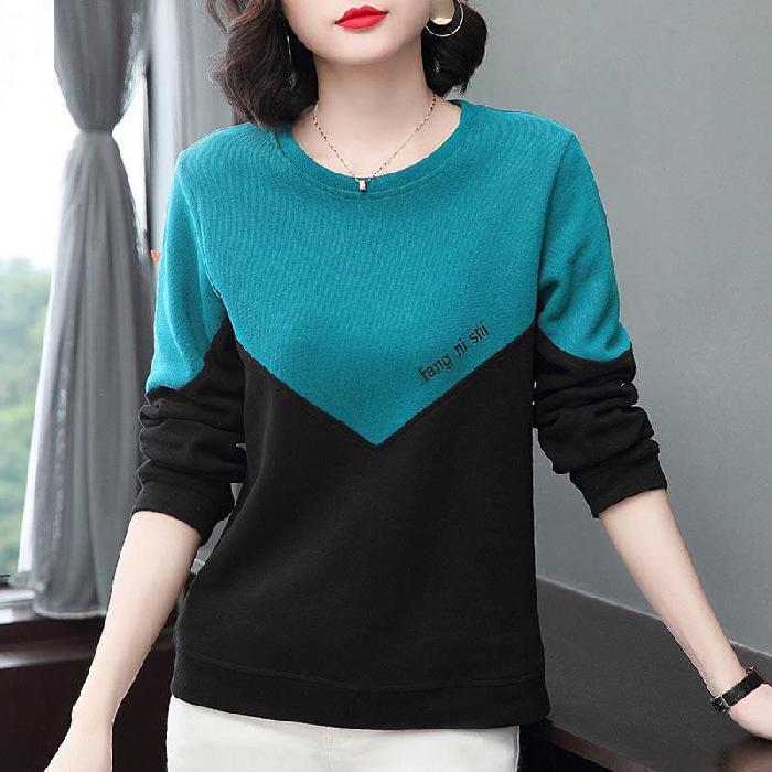 

Women s Plus Size Round Neck Long Sleeve Pullover - Stylish and Versatile for Spring and Autumn 2XL