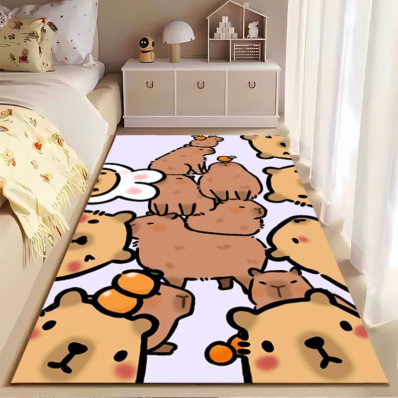Cartoon Animal Pattern Carpet with Cute Bears and Rabbits Design Suitable for Use As an Anti-slip for Living Room Bedroom Sofas