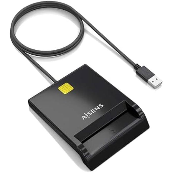Lecteur de Carte à Puce - AISENS - DNIE - Noir - Garantie 3 ans - Interface USB