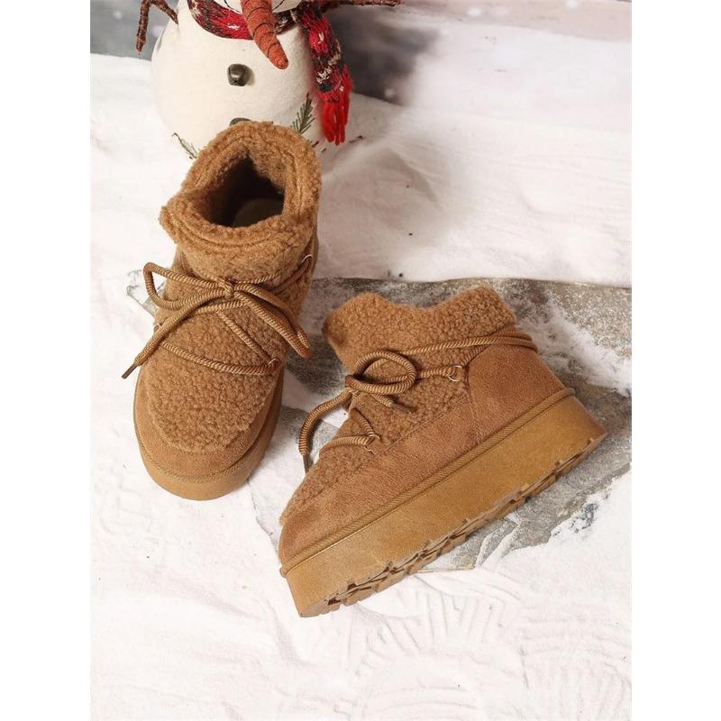 Autumn and Winter New Thick-soled Booties Faux Shearling Warm  Snow Boots Thickened Ankle Boots Over-the-knee Warm Women's Boots