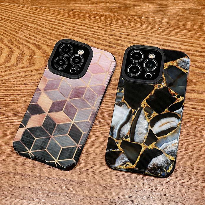 Vertical Grain Marble Printed Leather Soft Silicone Phone Case Back Cover with Camera Lens Full Protection for Samsung