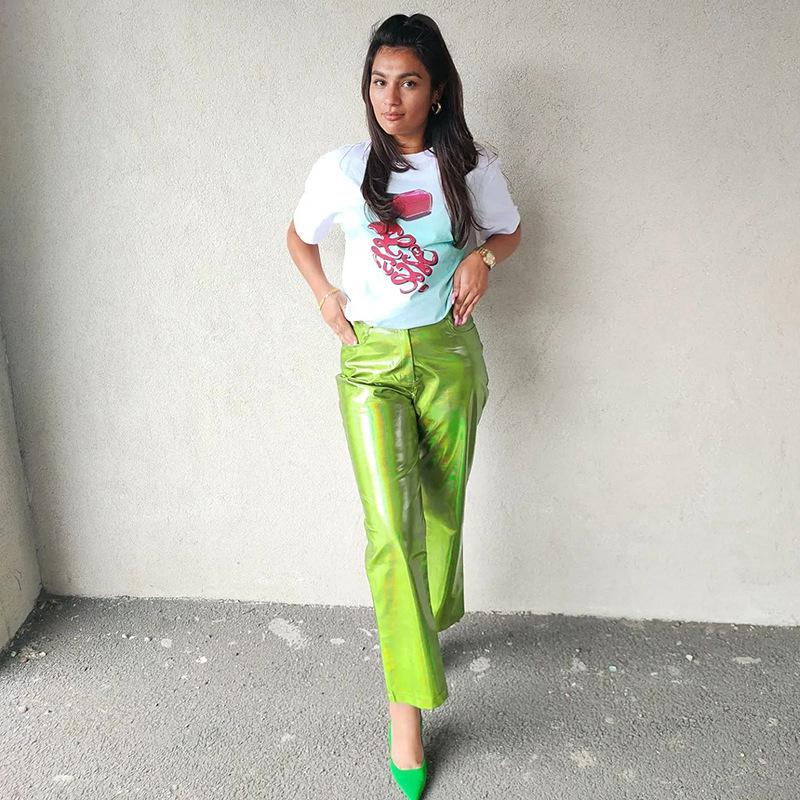 Women's High-Waist PU Leather Pants - 2024 Autumn/Winter Fashion, Candy Colors, Casual Style.