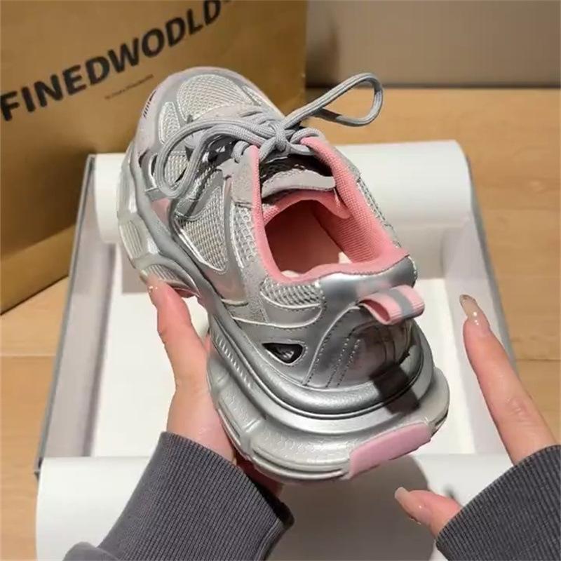 

Оригинальные мужские кроссовки в стиле dad shoes женские осенние новые повседневные спортивные кроссовки женские легкие на толстой подошве дышащие походные кроссовки женские 35【inner length 22.5cm】 розовый
