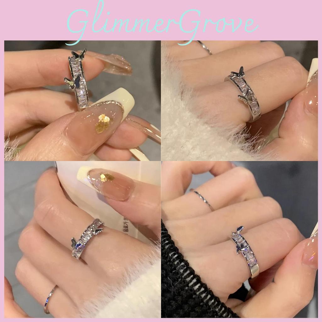 Exquisite Adjustable Butterfly Ring For Women Stylish Copper Fashion Accessory