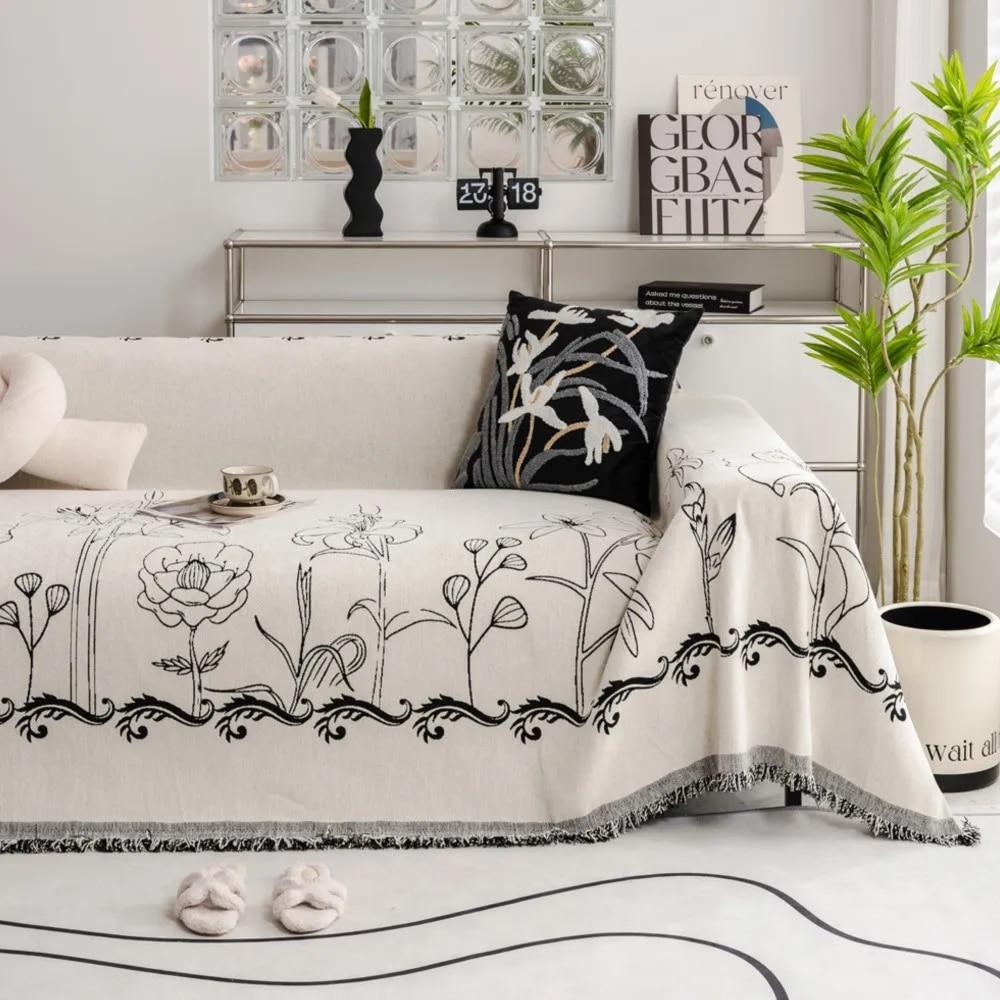 Nordic Butterfly Floral Print Soft Sofa Towel Blankets Outdoor Camping Picnic Large Blanket Leisure Towel White Travel Sofa Mat