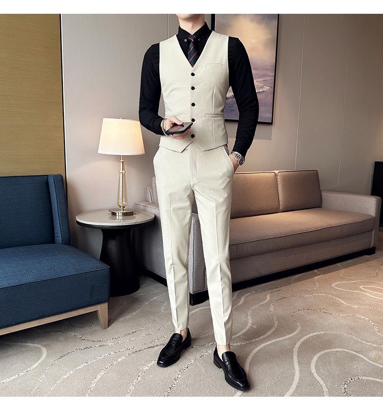 Men's Slim Fit Spring Suit Set with Peak Lapel and Solid Color Formal Wear