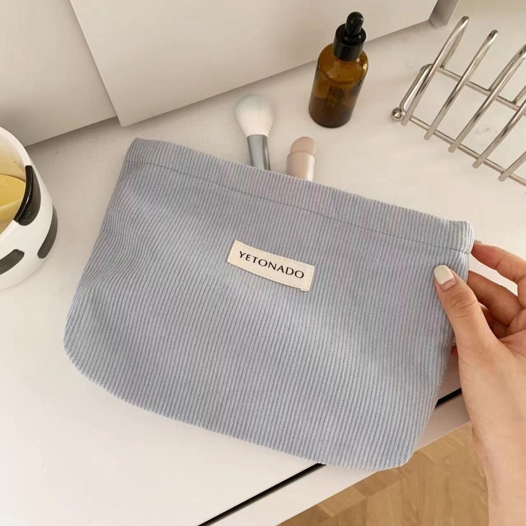 Manšestrová cestovní kosmetická taška Přenosná taška na make-up Peněženky Dámské Velkokapacitní Organizér na líčení Uskladňovací spojka na zip