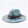Tie-dye Ethnic Style Beads Accessories Western Cowboy Hat Fashion Retro Cowboy Hat Flat Brim Peach Heart Top Top Hat