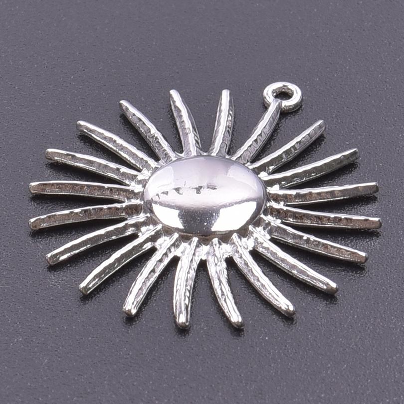 5pcs Silver Color Sun Pendant Jewelry Making Supplies Titanium Stainless Steel Charms Bulk Vintage DIY Women Men Charm Material