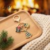 Festive Keychain Accessory Christmas Santa Tree Snowman Keychain Golden Plated Zinc Alloy Pendant Handbags Decorative with Lobster Clasp Holiday