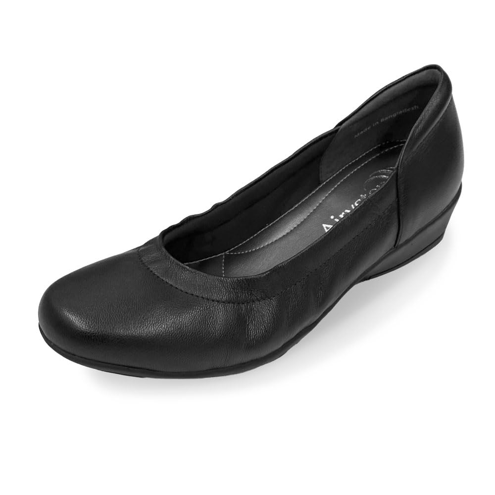 

Airy Step Women s Flat Pumps, Comfortable Ballet Flats, Low Heel, Width 3E, Size 23.0, Black, 59-7558