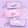 Quicksand Cat Pencil Case Cute Pencil Bag Three Layers Big Pen Case Girls Kawaii Stationery Bag Cartoon Animals Pen Box Student