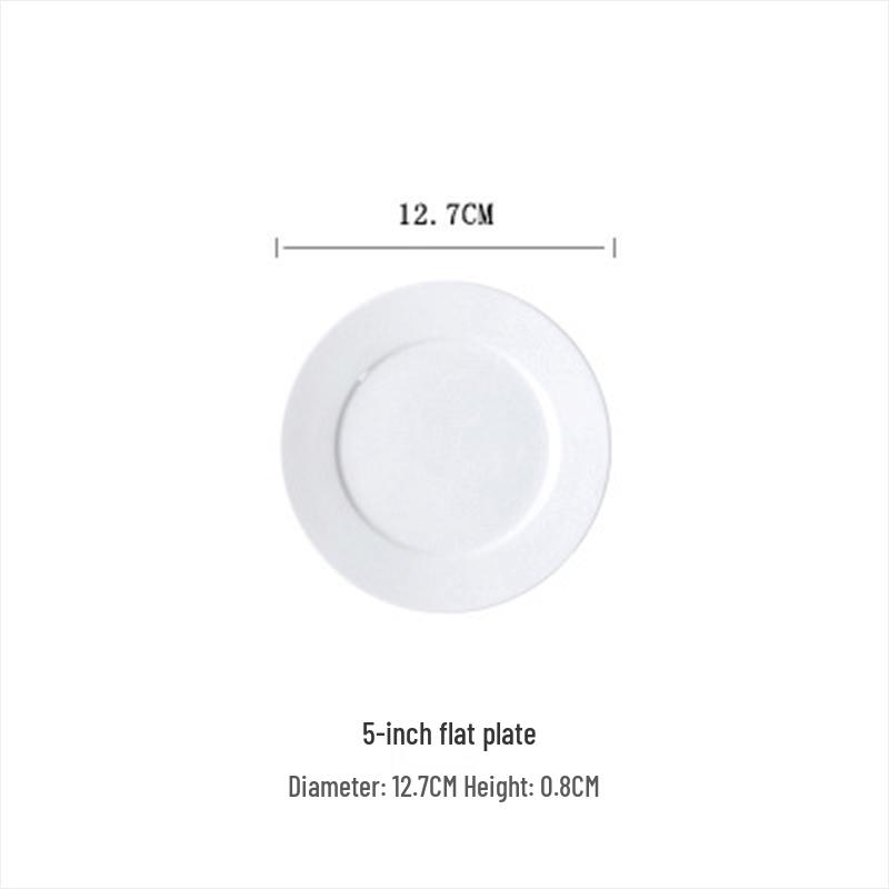 Shengjia Ceramic Pure White Round Flat Plates 5 inch