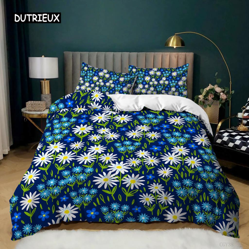 Daisy Duvet Cover Set Natural Daisy Bedding Set Small Fresh Flower Theme Comforter Cover Microfiber Queen King Size Quilt Cover