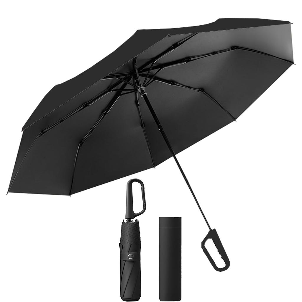 For Manual Folding Umbrella with Suitable for Sun and 300g Folding Umbrella for Umbrella Black [New 2025] Buckle, Rain, Ultra-Lightweight 8-Rib Women,