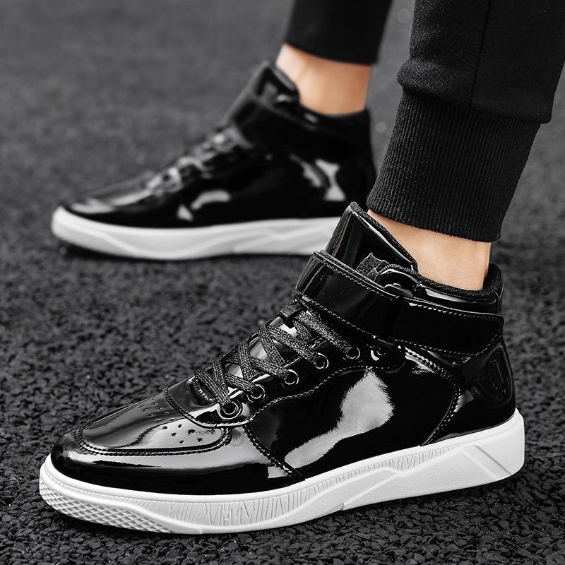 Large size men's shoes 2025 spring new mirror board shoes youth trend student high top sports and leisure shoes