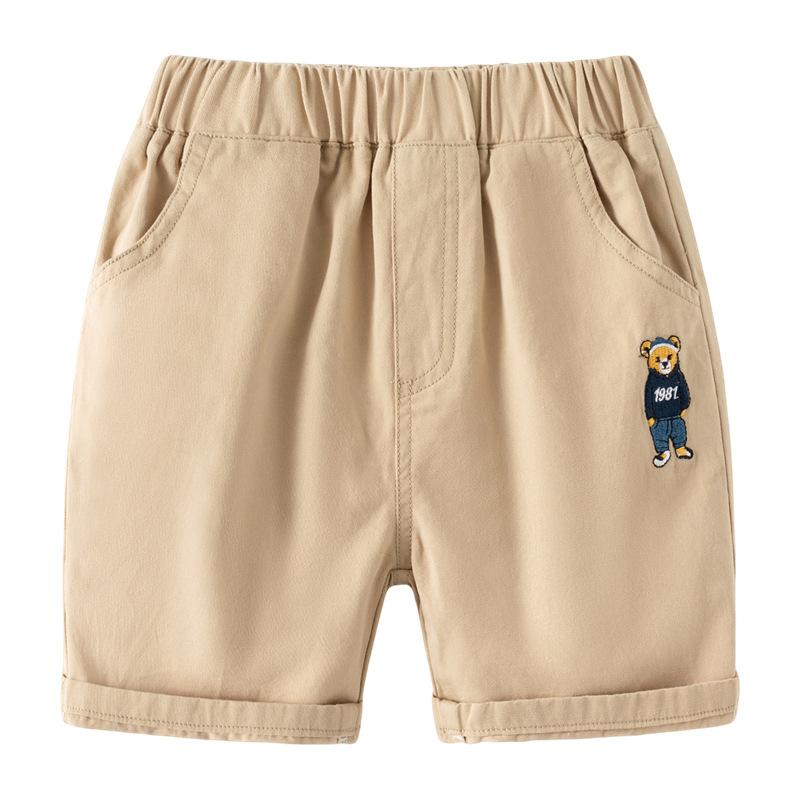 Kinder Sommer Fünfviertelhose Jungen Bestickter Teddybär Freizeitshorts Lockere Shorts Trendig