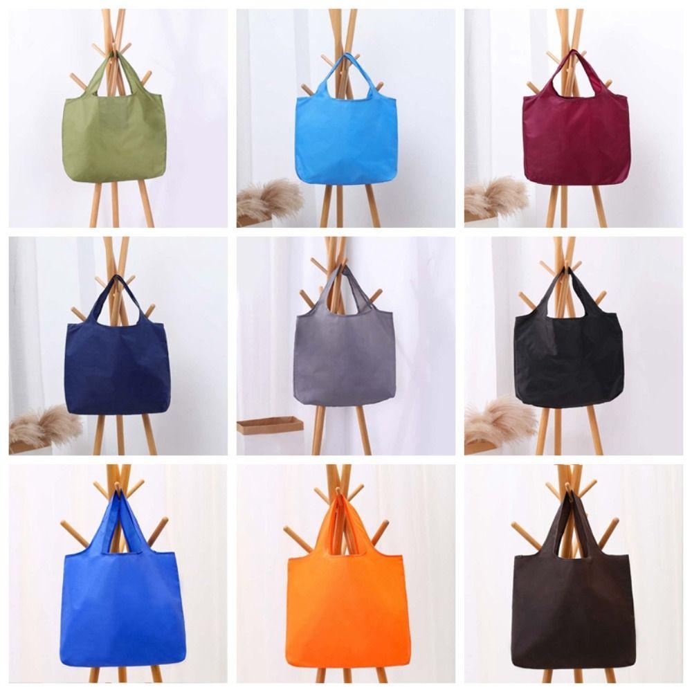 Multi-functional Folding Shopping Pouch Large Capacity Solid Color Shoulder Bag  Bag Hangings