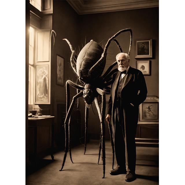 Old Vampire Man With Giant Monster Vintage Tabletop Photo Prints Poster Canvas Painting Wall Art Pictures Living Room Home Decor