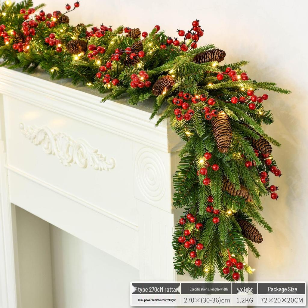 Christmas Glimmer: Garland Set for Tree, Window, and Fireplace with Flocked Leaf Ornaments