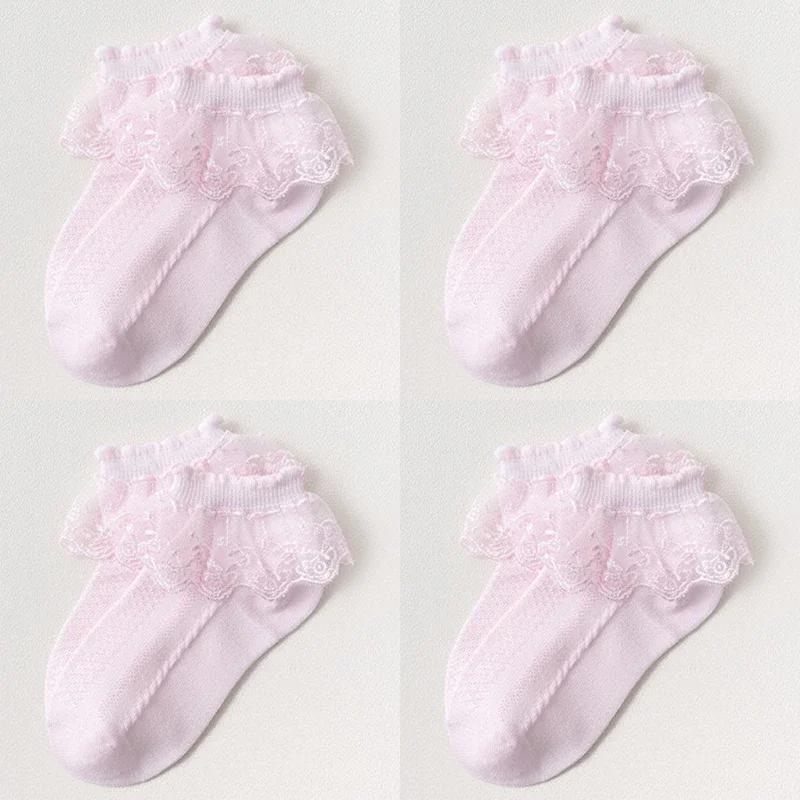 Mesh Socks Breathable Cotton Lace with Ruffle Princess Children Ankle Short Sock White Pink Yellow for Baby Girls Kids Toddler