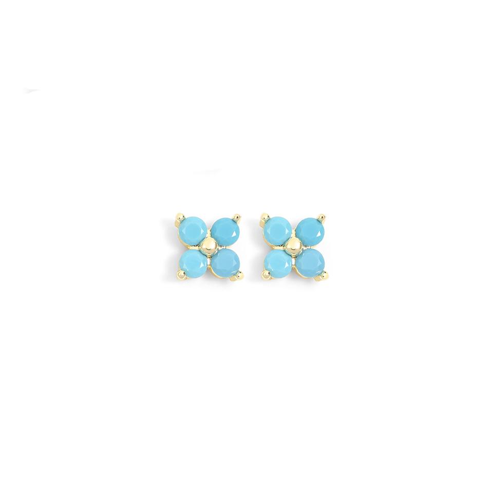 

ZAKOL New Blue Turquoise Chunky U-shaped Hoop Earring for Women Flower Ear Accessories Fashion Cute Party Zircon Gifts