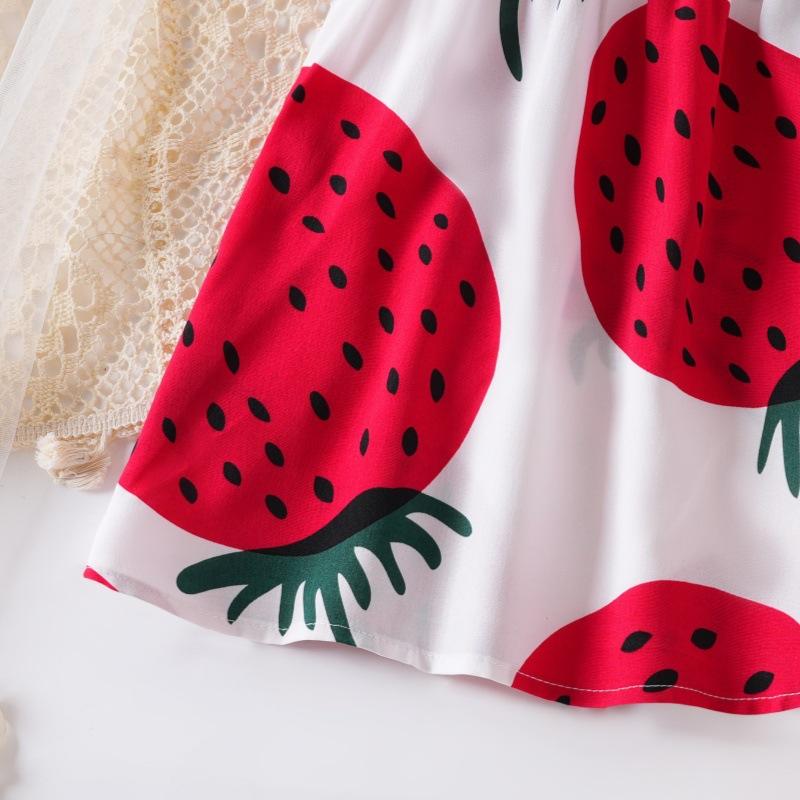 Children's Strawberry Dress: Summer Printed Sweet Princess Dress for Girls