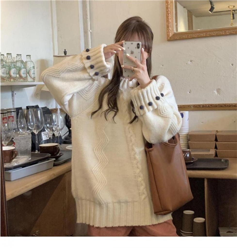 Women's Retro Thick Knit Sweater - Cozy, Loose-Fit, Autumn/Winter Style
