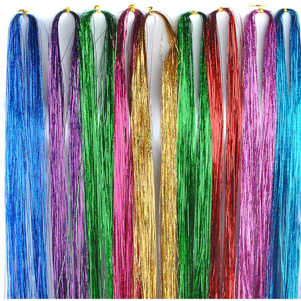 Hippie Decor Glitter Strips Party Headdress Tinsel Sparkle Silk Wig Long Straight Sparkly Ponytail