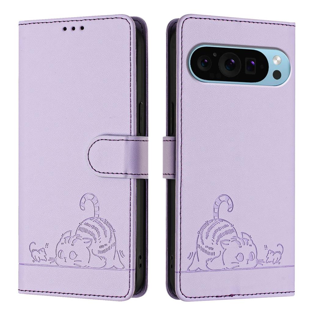 PU Läder Telefonbok Plånboksfodral "Katter fångar möss" för Google Pixel 5,Pixel 6,Pixel 6a,Pixel 6 Pro,Pixel 7,Pixel 7a,Pixel 7 Pro,Pixel 8,Pixel 9...
