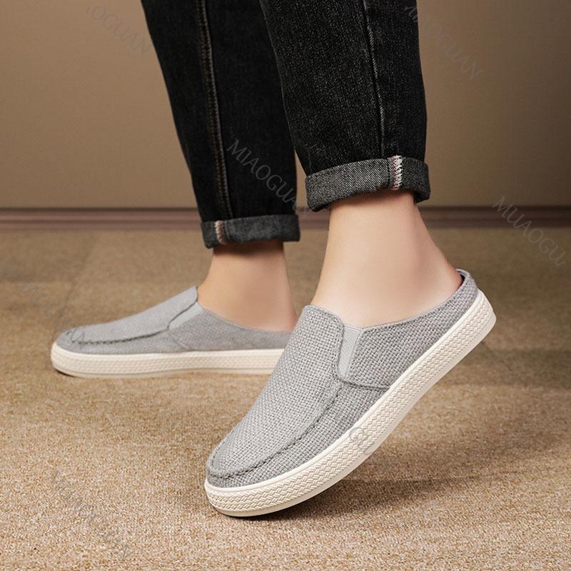 Half Slipper Man Shoes Summer Breathable Casual Comfortable Wearing Outside Slippers Home Men's Shoes Solid Color Baotou Slides