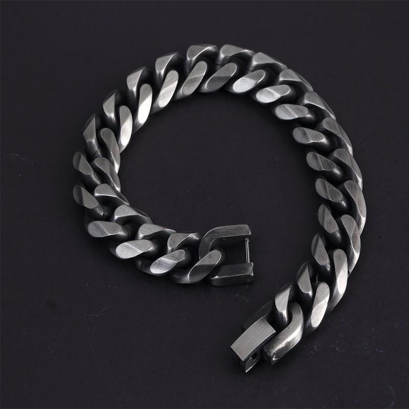 Mens Titanium Steel Vintage Geometric Bracelet Retro Minimalist Hip Hop Biker Style Wristband Daily Wear