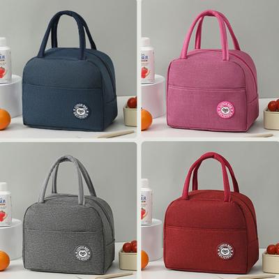 Portable Oxford Lunch Bags Fresh Cooler Pouch For Office Students Convenient Solid Color Lunch Box Food Container Bag