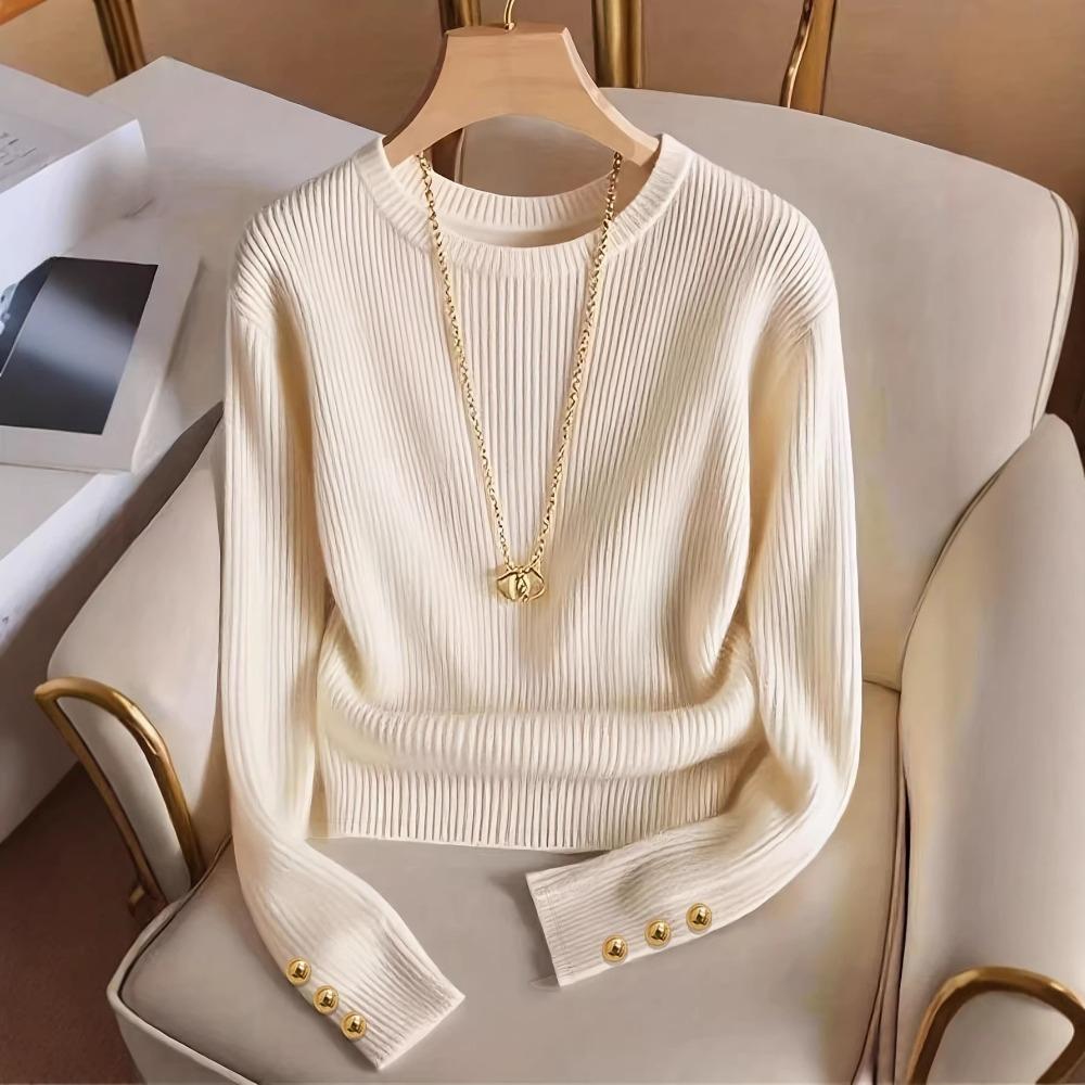 Women Knitted Long Sleeve T-Shirt Soft Basic Knit Top
