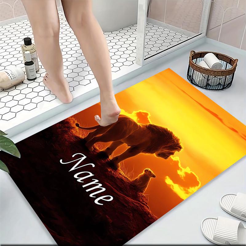 Custom Name Lion Sunset Majesty Carpet Rug Customizable Soft Washable Anti-Slip Home Living Room Sofa Mats Personalized Rug. 0909306