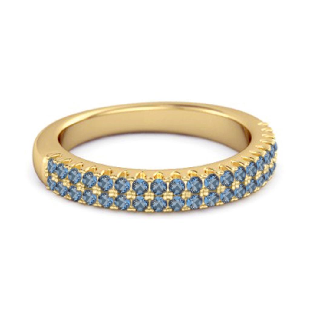 London Blue Topaz Dual Row Pave Band Ring- 925 Sterling Silver Gold Vermeil